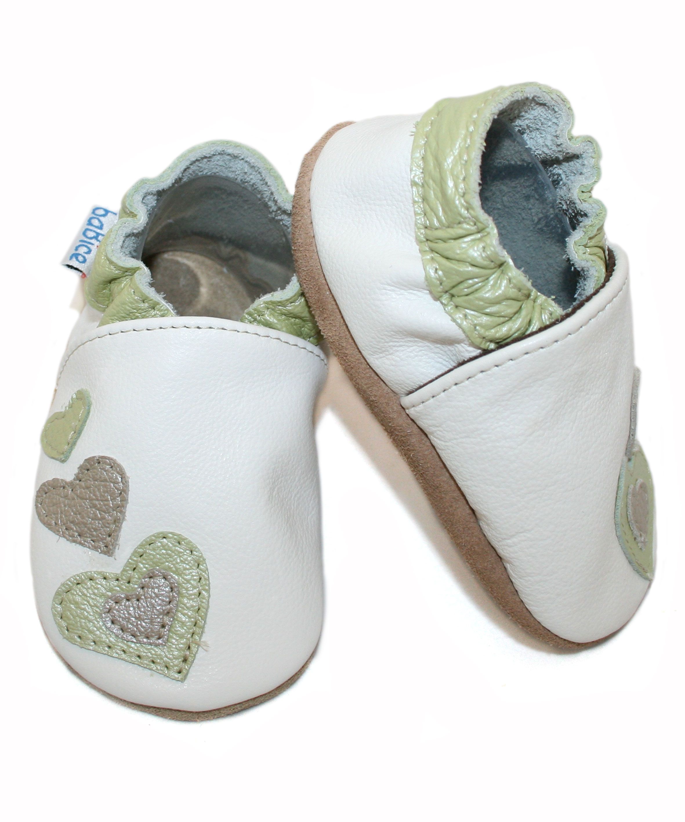 Capačky BE 001 kožené Srdiečka white biela 18/19  6-12 mes. 8102