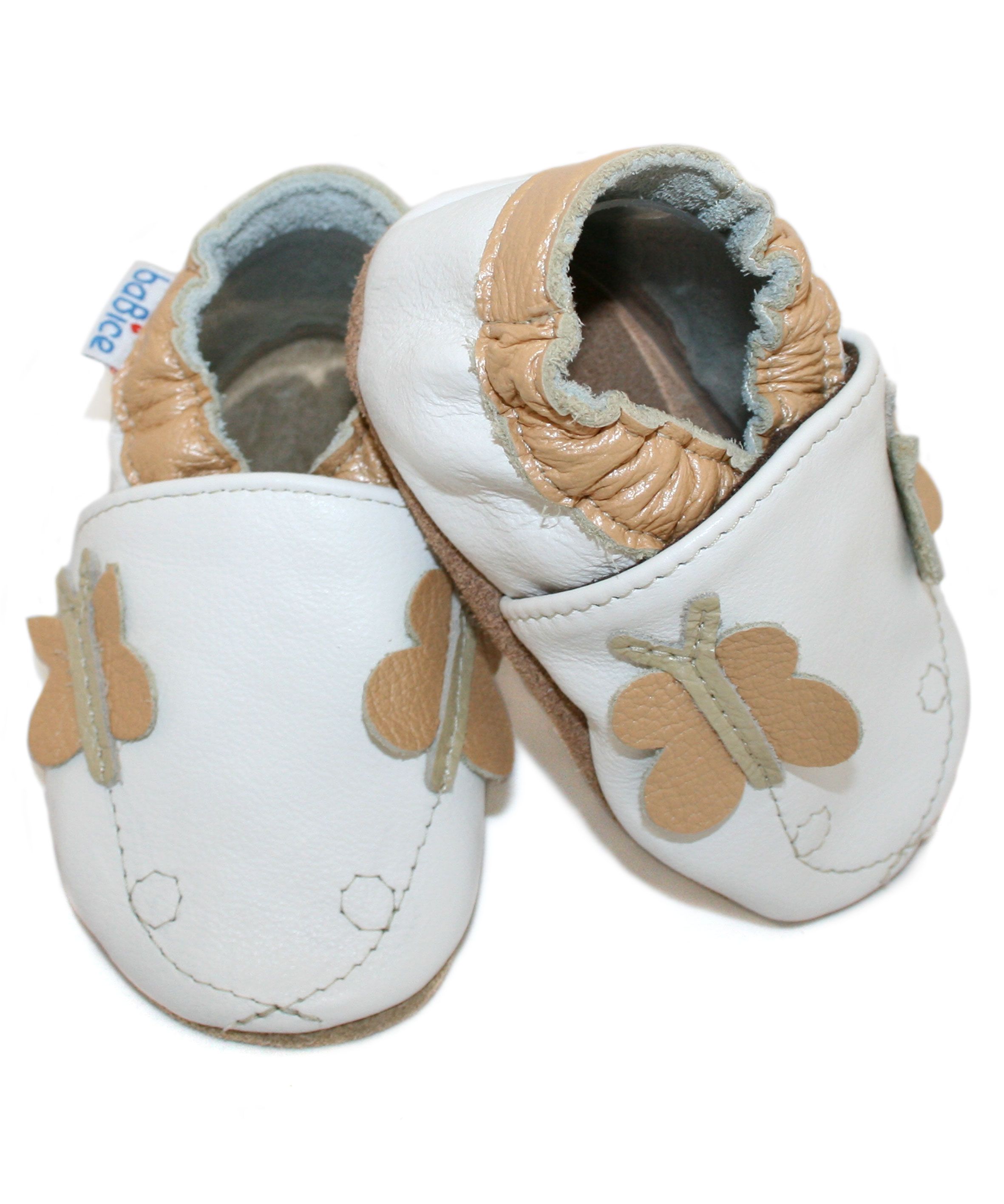 Capačky BE 003 kožené Motýlik white biela 20/21 12-18 mes. 8340