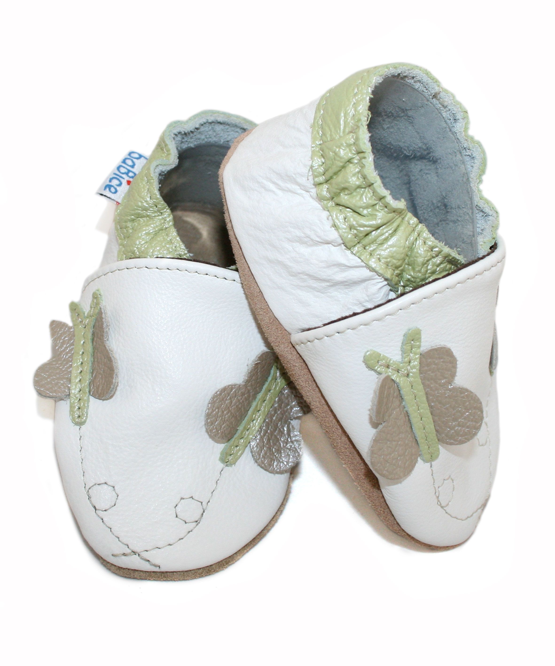 Capačky BE 004 kožené Motýlik white biela 16/17  0-6 mes. 8104