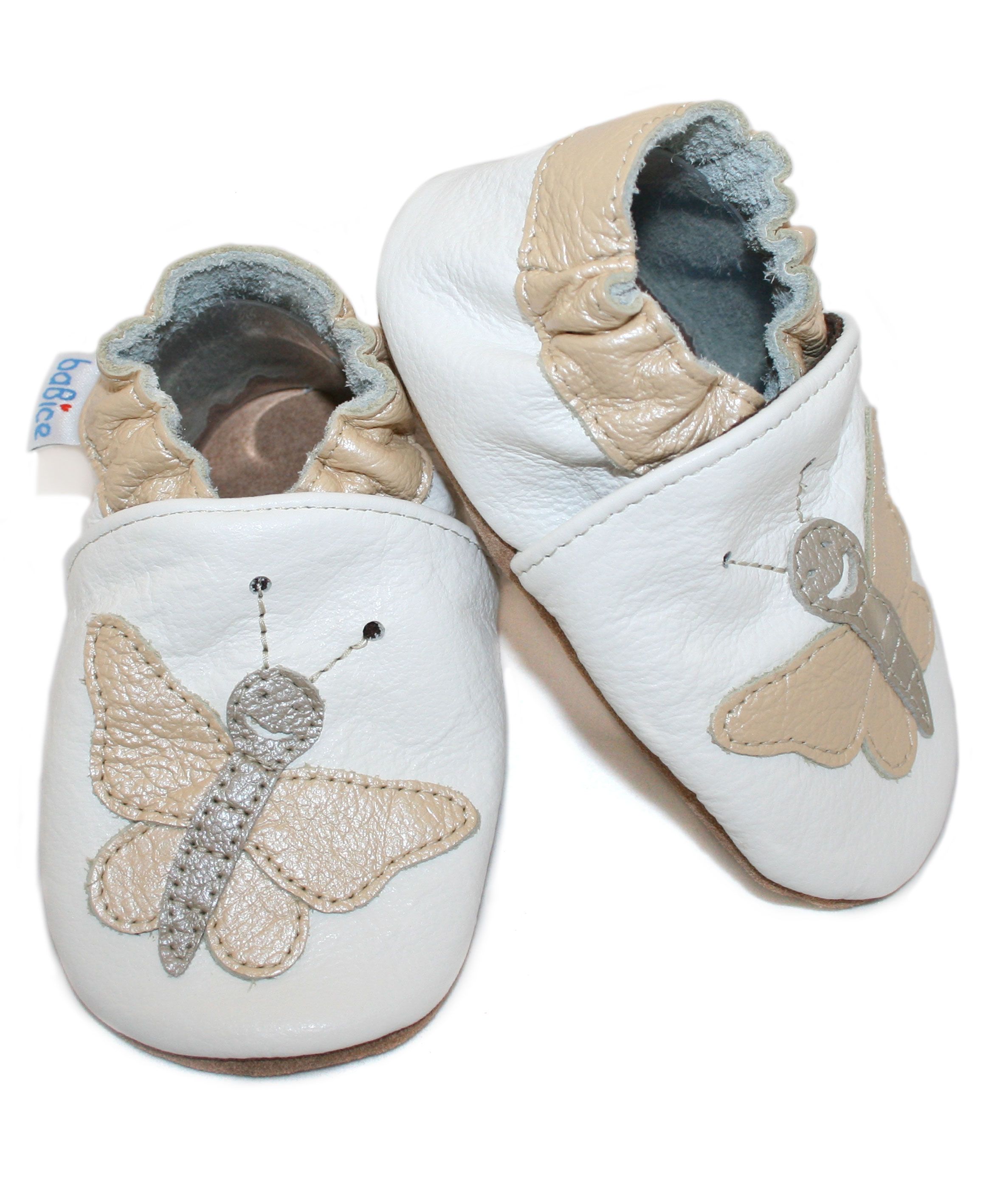 Capačky BE 005 kožené Motýlik white biela 18/19 6-12 mes. 8346