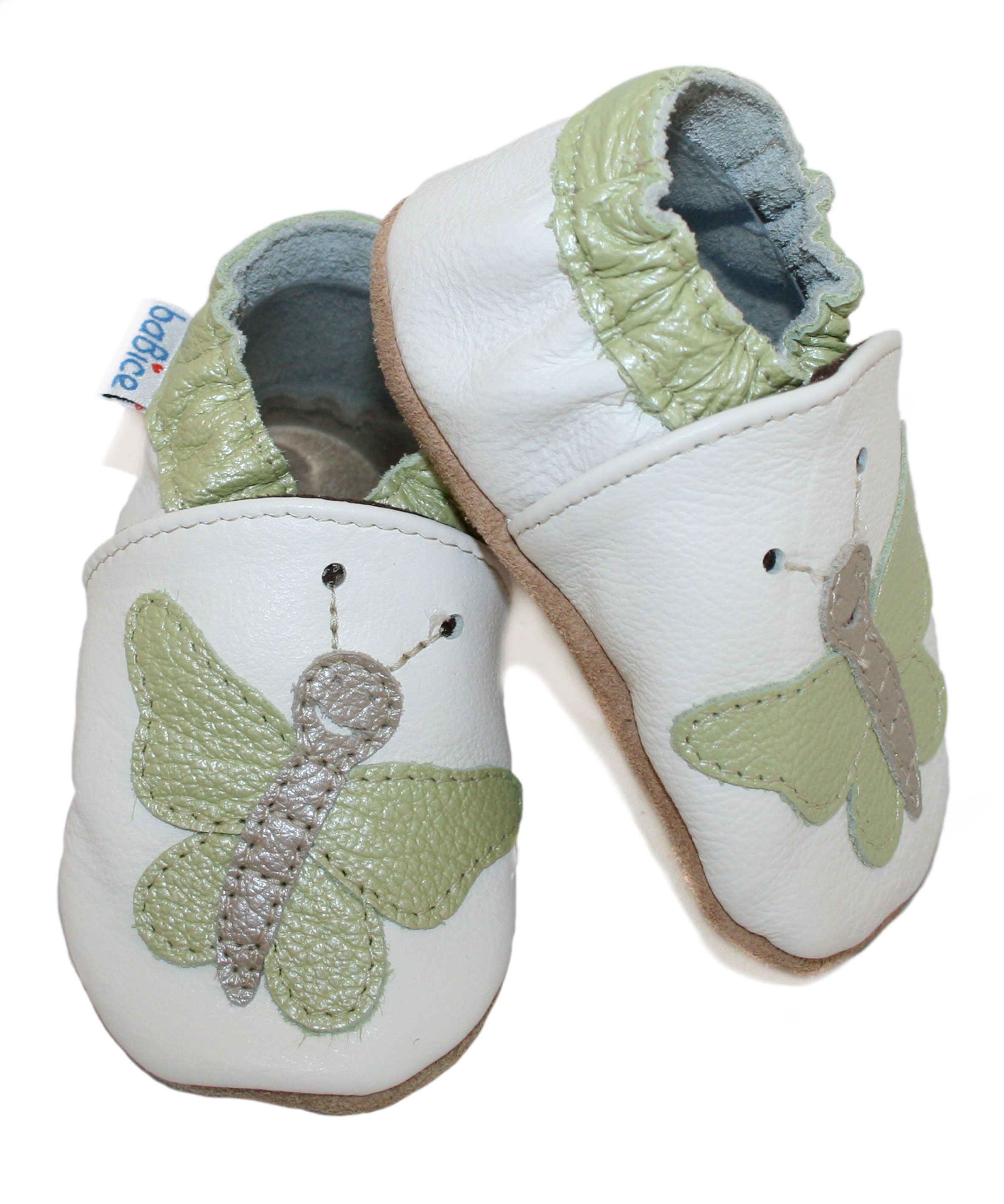 Capačky BE 006 kožené Motýlik white biela 20/21 12-18 mes 8349