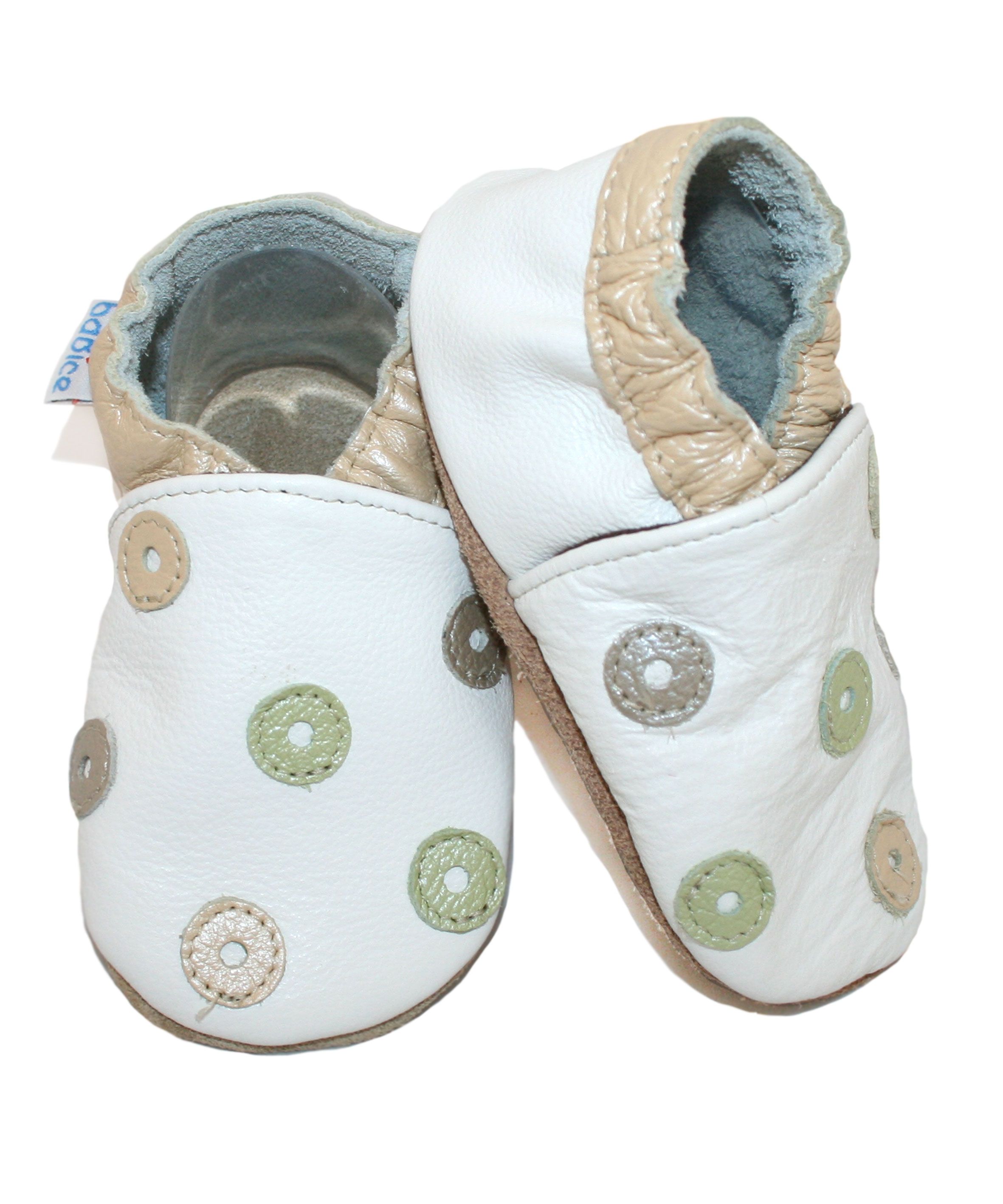 Capačky BE 007 kožené Bodky white biela 20/21  12-18 mes 8107