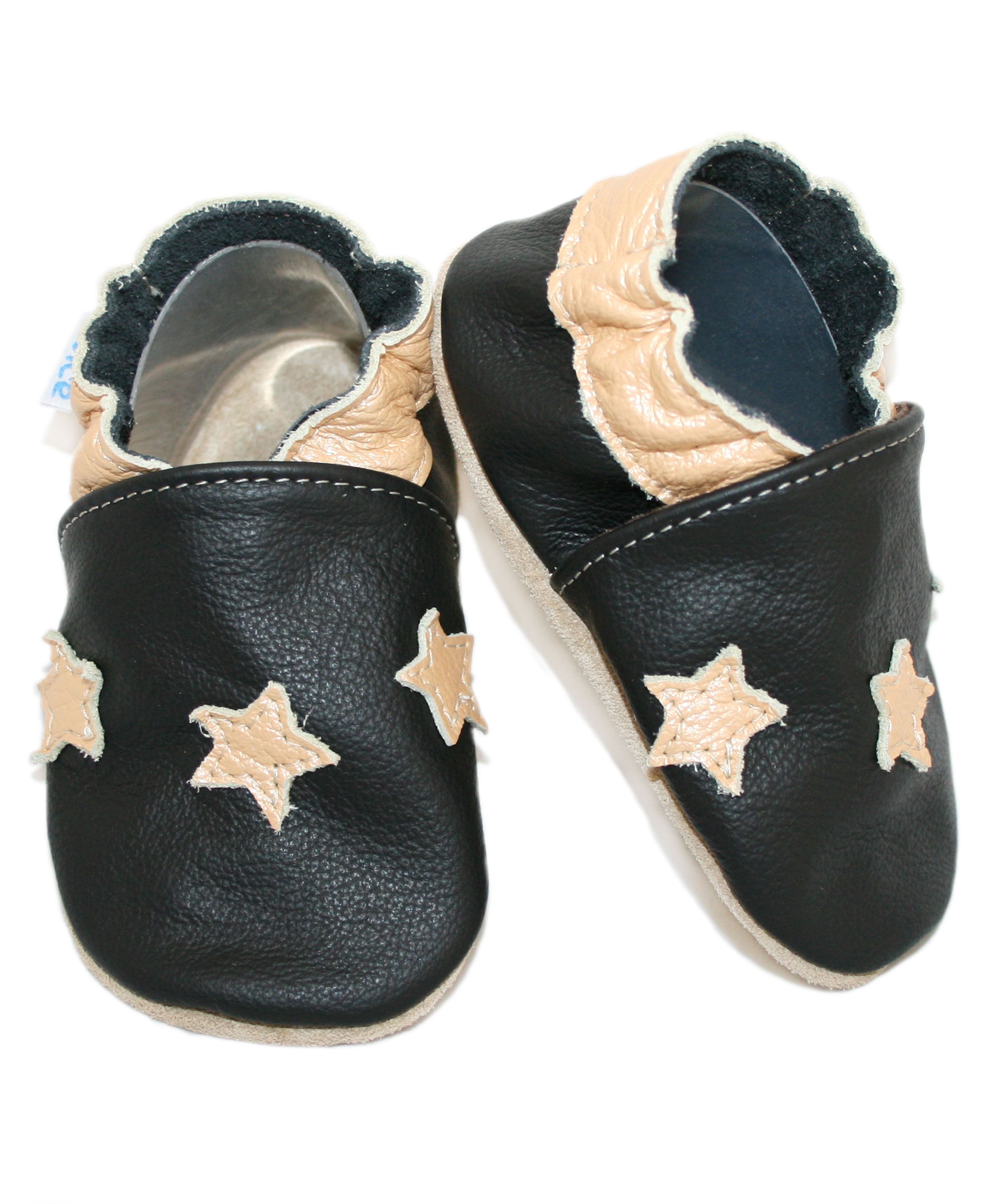 Capačky BE 015 kožené Hviezda black čierna 16/17  0-6 mes 8117