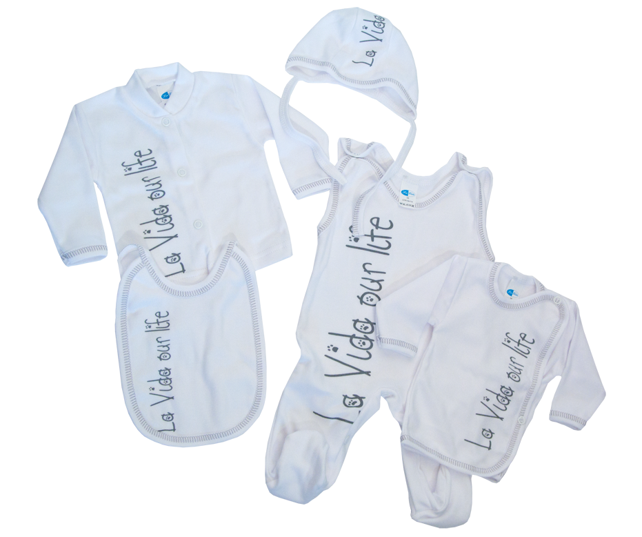 Komplet 5 dielny HX0041 bavlna white biela La Vida šedá veľ. 56 8236