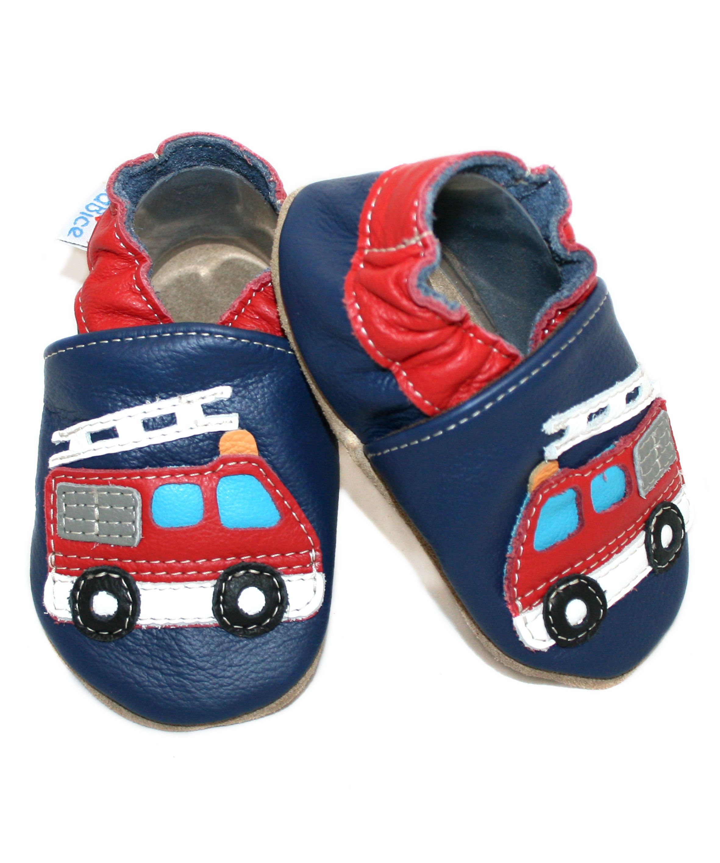 Capačky BA 019 kožené Požiarnik blue modrá 16-17 0-6 mes. 8319