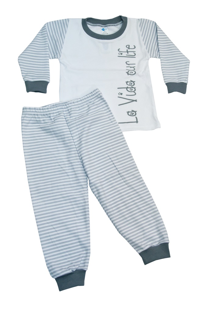 Pyžamo dlhý rukáv HX sieťotlač grey šedá pásik 116 8851