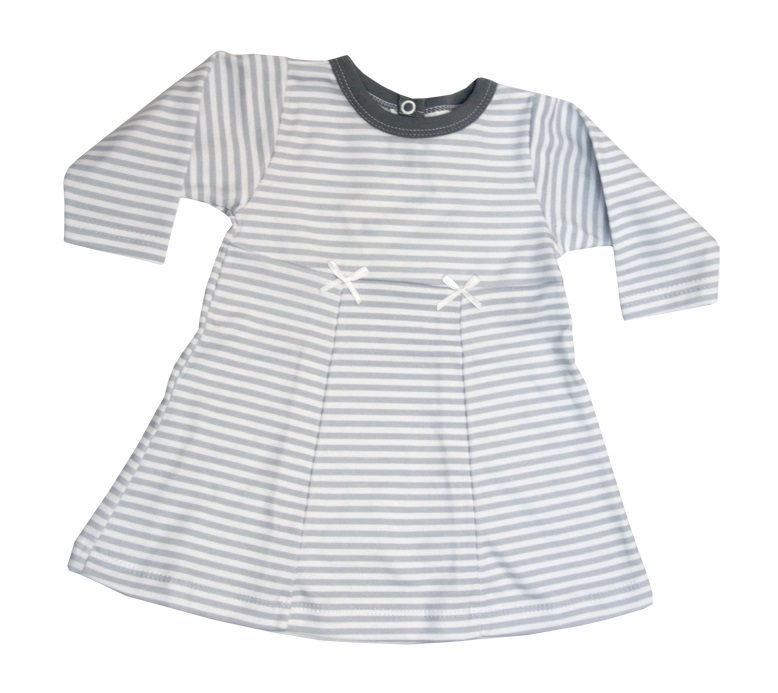 Šaty dlhý rukáv HX 001 šedý pásik lemovka čierno šedá 62/68 8860