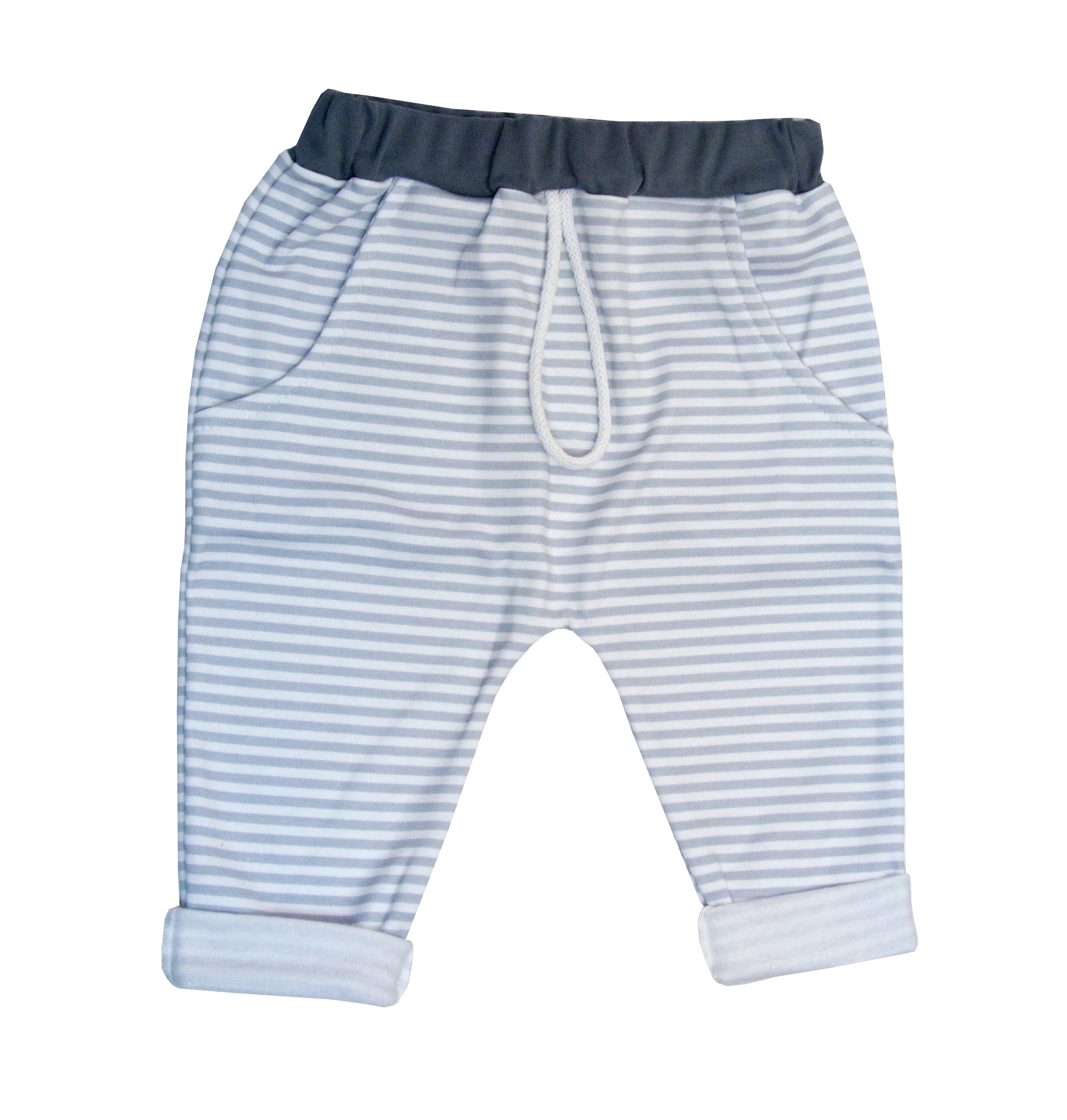 Tepláčiky predlĺžený sed bavlna grey šedý pásik 62/68 8920