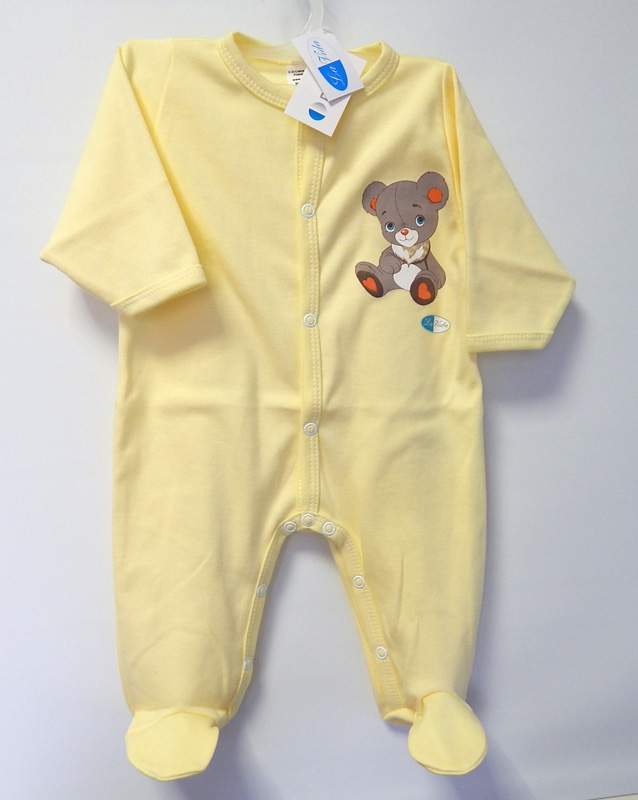 Dupačky dlhý rukáv bavlna hladká potlač yellow žltá 74 6729