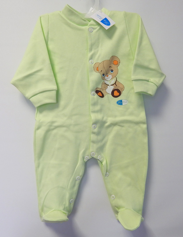 Dupačky dlhý rukáv bavlna hladká potlač green zelená 62 9156