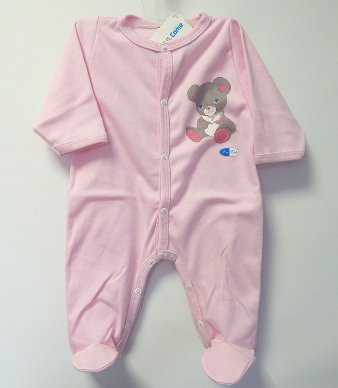 Dupačky dlhý rukáv bavlna hladká potlač pink ružová 62 9158