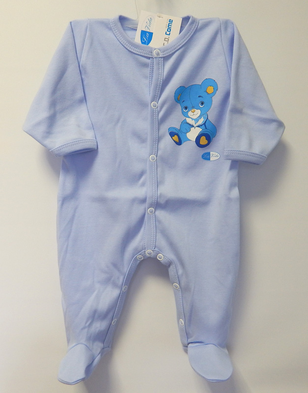 Dupačky dlhý rukáv bavlna hladká potlač blue modrá 62 9159