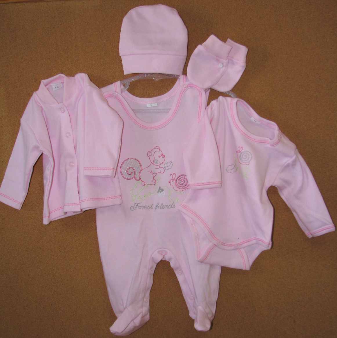 Komplet BA 5 dielny 56 pink ružová s bielou 9195