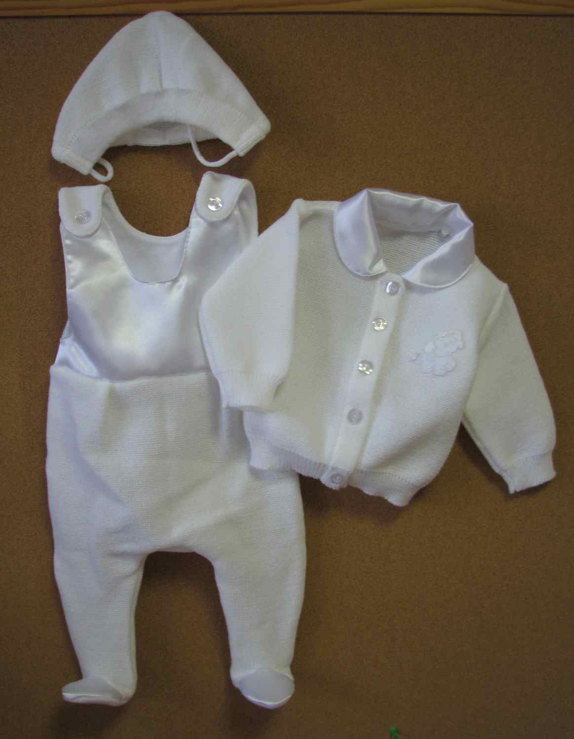 Komplet 3 dielny ND dupačky svetrík čiapka white biela 68 2629