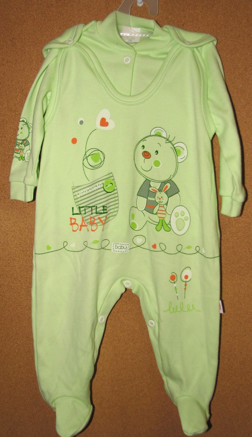 Komplet dupačky  košielka 62 potlač zelená 9518